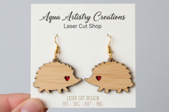 Cute Hedgehog Earrings with Engrave Heart Laser Cut SVG Product Image 1