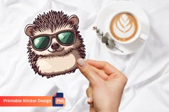 Cute Hedgehog With Sunglasses Sticker, Cute Animal Sticker Product Image 1