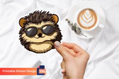 Cute Hedgehog With Sunglasses Sticker, Cute Animal Sticker Product Image 1