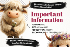Cute Highland Cow Clipart Bundle 48 PNG Product Image 6