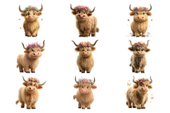 Cute Highland Cow Clipart Bundle 24 PNG Product Image 2