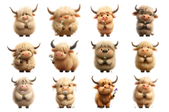 Cute Highland Cow Clipart Bundle 48 PNG Product Image 2