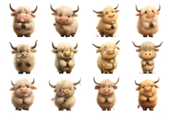Cute Highland Cow Clipart Bundle 48 PNG Product Image 3