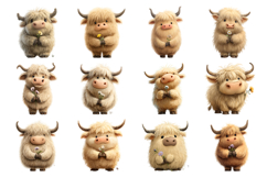 Cute Highland Cow Clipart Bundle 48 PNG Product Image 4