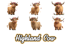 Cute Highland Cow Clipart Bundle 24 PNG Product Image 4