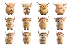 Cute Highland Cow Clipart Bundle 48 PNG Product Image 5