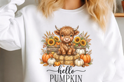 Cute Highland Cow Autumn Sublimation Design Product Image 3