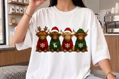 Cute Highland Cow Christmas Shirt PNG, Holiday Ugly Sweater Product Image 2