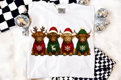 Cute Highland Cow Christmas Shirt PNG, Holiday Ugly Sweater Product Image 4