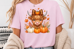 Cute Highland Cow Fall PNG, Autumn Pumpkin Sublimation Product Image 4