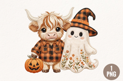 Cute Highland Cow Halloween PNG Product Image 1