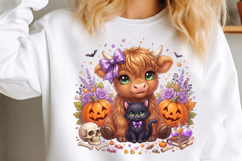 Cute Highland Cow Halloween PNG Product Image 3