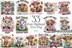 Cute Highland Cow Png Sublimation Product Image 1