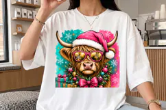 Cute Highland Cow Png,Christmas Holiday Highland Cow Png Product Image 2