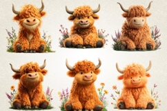 Cute Highland Cow PNG Bundle 37 Kawaii Clipart | UHD 4k PNGS Product Image 3