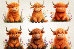 Cute Highland Cow PNG Bundle 37 Kawaii Clipart | UHD 4k PNGS Product Image 4