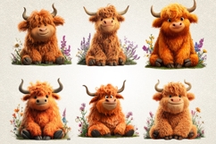 Cute Highland Cow PNG Bundle 37 Kawaii Clipart | UHD 4k PNGS Product Image 7