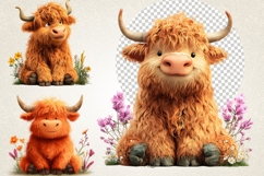 Cute Highland Cow PNG Bundle 37 Kawaii Clipart | UHD 4k PNGS Product Image 8
