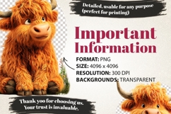 Cute Highland Cow PNG Bundle 37 Kawaii Clipart | UHD 4k PNGS Product Image 9