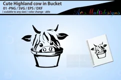 Cute baby highland cow in bucket Product Image 2