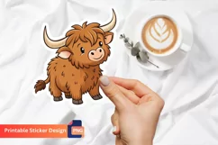 Cute Highland Cow Sticker, Highland Cow Farmhouse Decor Product Image 1