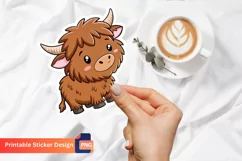 Cute Highland Cow Sticker, Highland Cow Art, Cow Lover Gift Product Image 1