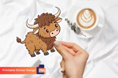Cute Highland Cow Sticker, Highland Cow Farmhouse Decor Product Image 1