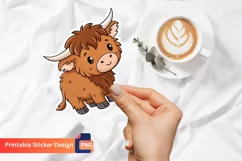Cute Highland Cow Sticker, Highland Cow Art, Cow Lover Gift Product Image 1