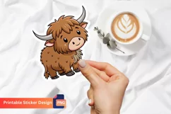 Cute Highland Cow Sticker, Highland Cow Art, Cow Lover Gift Product Image 1