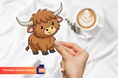 Cute Highland Cow Sticker, Highland Cow Farmhouse Decor Product Image 1
