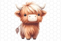 Cute Highland Cow Watercolor Clipart Sublimation PNG