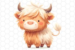 Cute Highland Cow Watercolor Clipart Sublimation PNG