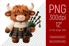 Cute Highland Cow with Bagpipes 