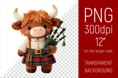 Cute Highland Cow with Bagpipes 
