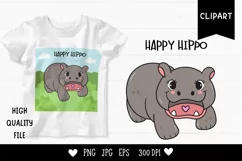 Cute hippo clipart kawaii clipart pygmy hippo baby safari Product Image 1