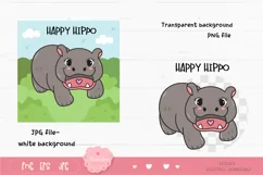 Cute hippo clipart kawaii clipart pygmy hippo baby safari Product Image 2
