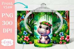 Cute hippo sippy cup sublimation PNG, Baby 12oz Kids tumbler Product Image 1
