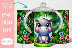 Cute hippo sippy cup sublimation PNG, Baby 12oz Kids tumbler Product Image 1