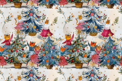Cute Holiday Cat Seamless Pattern Watercolor Christmas Product Image 2