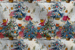 Cute Holiday Cat Seamless Pattern Watercolor Christmas Product Image 5