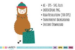 Christmas character graphics featuring adorable llamas