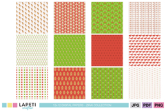 Preview of 12 cute Christmas digital papers with festive designs like candy canes, gingerbread cookies, and elves.