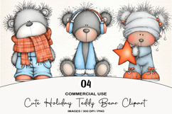 Cute Holiday Teddy Bear Clipart Product Image 1