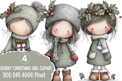 Cute Holly Girl Clipart Sublimation Product Image 1