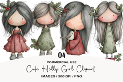 Cute Holly Girl Clipart Sublimation Product Image 1