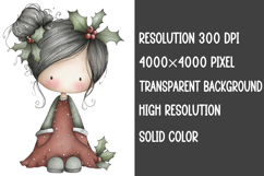 Cute Holly Girl Clipart Sublimation Product Image 2