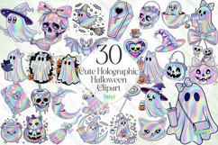 Cute Holographic Halloween PNG Clipart Bundle Product Image 1
