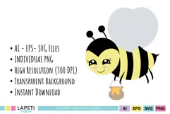 Child-friendly bee clipart collection for birthday decorations and party stationery