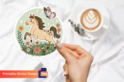 Cute Horse Flowers And Butterfly Sticker, Floral Horse Art Product Image 1