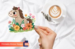 Cute Horse Flowers Sticker, Floral Horse Decals, Horse Lover Product Image 1
